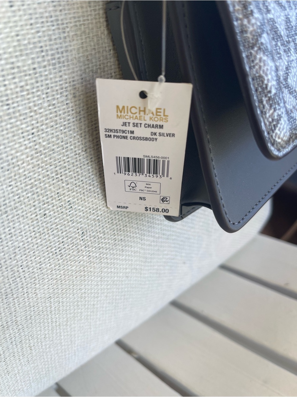 Michael Kors Silver Gray MK Logo Crossbody Bag - Picture 3 of 5